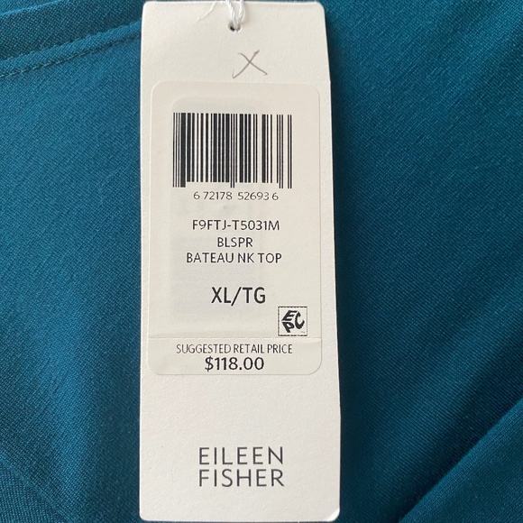 Eileen Fisher Fine Tencel Jersey Boat Neck Alpine Green (NWT) Size XL - Picture 6 of 11